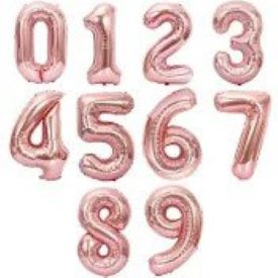 Balon din folie mini cifre 0-9 Auriu-Roze 35 cm